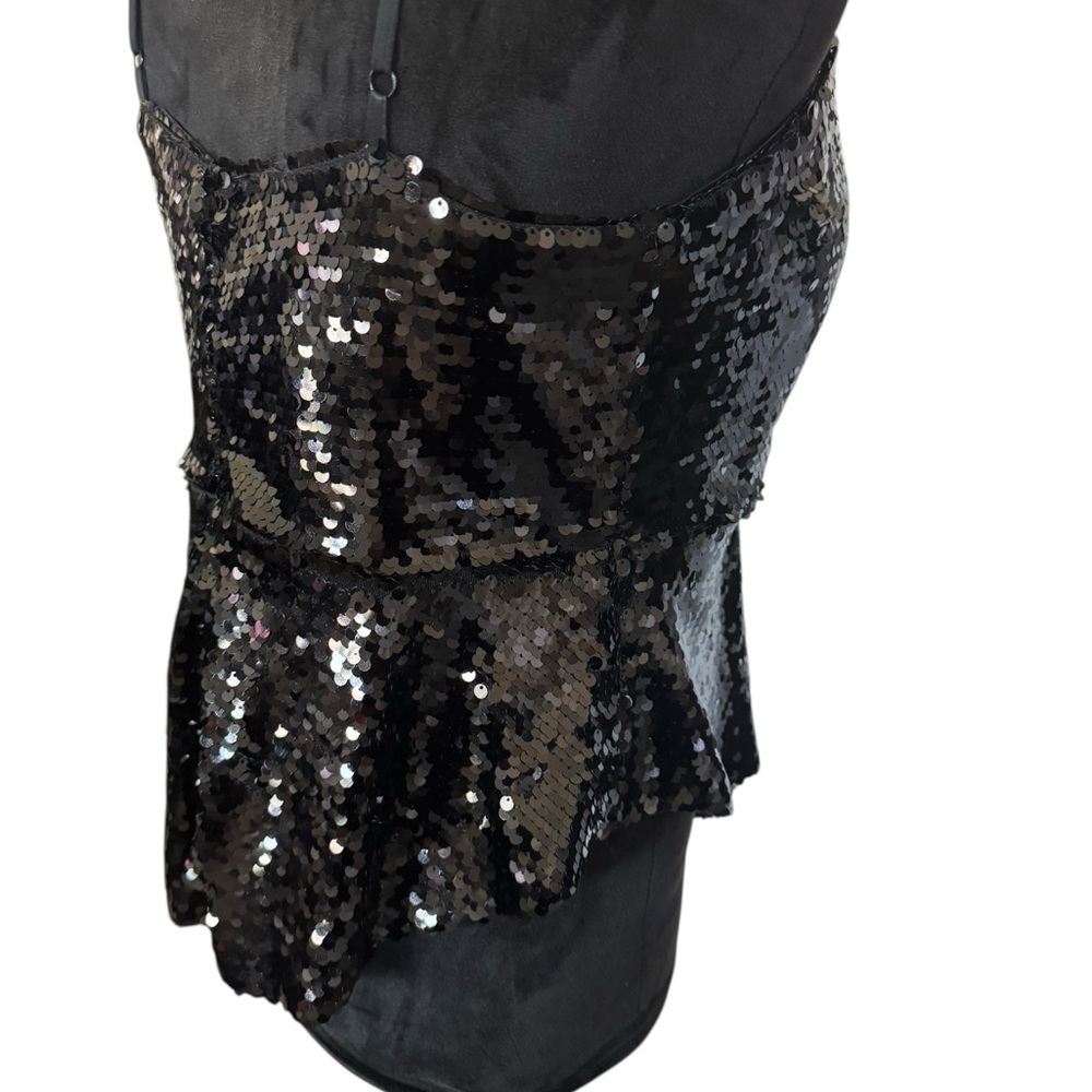 VENUS Black Sequin Asymmetrical Camisole, Size 12 - Picture 5 of 7